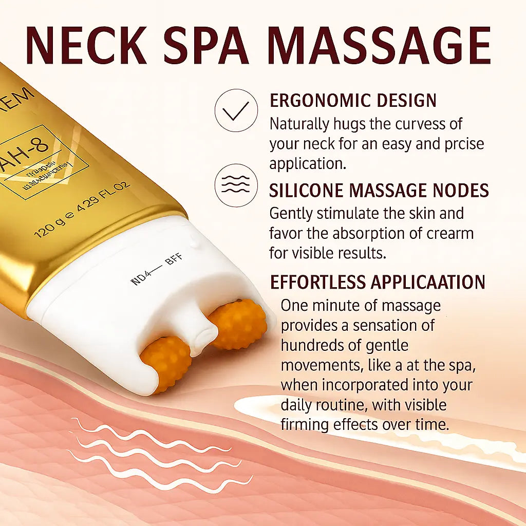 Sublime neck cream neck spa massage benefits graphic
